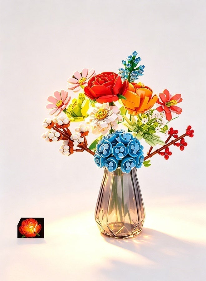 Creative Flower Bouquet Building Blocks Set - Eternal Floral Display Toy, DIY Artificial Botanical Collection for Home Decor, Ideal Gift for Girls & Adults