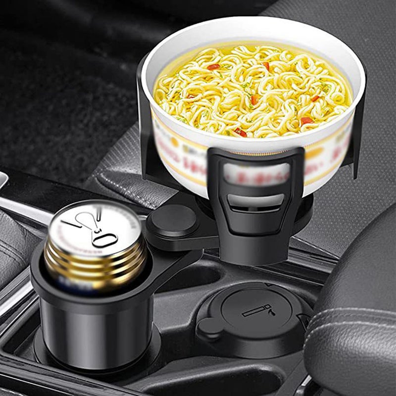 2-in-1 Car Cup Holder Expander Adapter Multifunctional Drinks Bottle Holder 360° Rotating Adjustable Base for Coffee Beverage Bottles Snack - Image 2