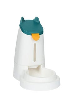 HAPPY PUSS Pet water dispenser and feeder.  Feed gravity type, pack of 2; Self-Dispensing gravity pet drinker and feeder. For cats and dogs. White color with blue cover.  - Image 4