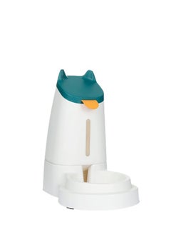 HAPPY PUSS Pet water dispenser and feeder.  Feed gravity type, pack of 2; Self-Dispensing gravity pet drinker and feeder. For cats and dogs. White color with blue cover.  - Image 5