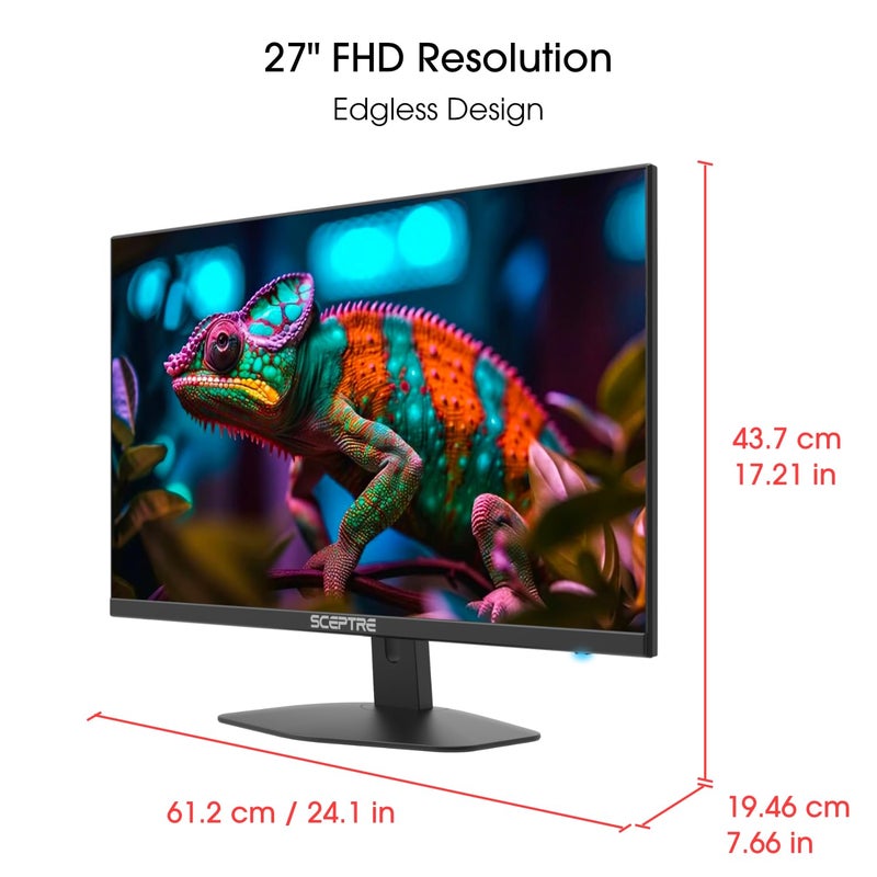 Sceptre New 27-inch Gaming Monitor 100Hz 1ms DisplayPort HDMI x2 100% sRGB AMD FreeSync Build-in Speakers, Eye Care Frameless Machine Black 2025 (E275W-FW100T Series) - Image 2