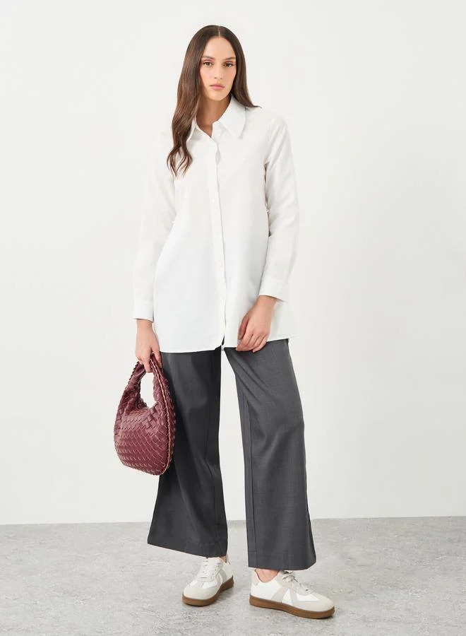 ستايلي Styli Button-Down Long Sleeve Plain Shirt