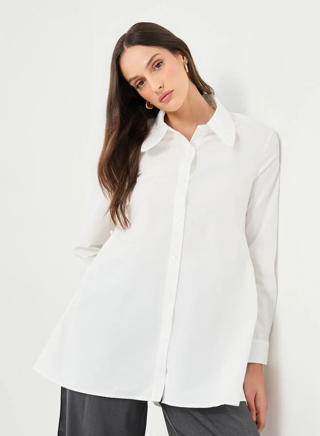ستايلي Styli Button-Down Long Sleeve Plain Shirt