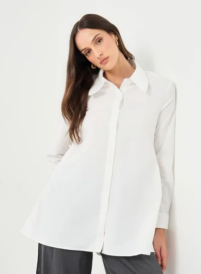Styli Button-Down Long Sleeve Plain Shirt