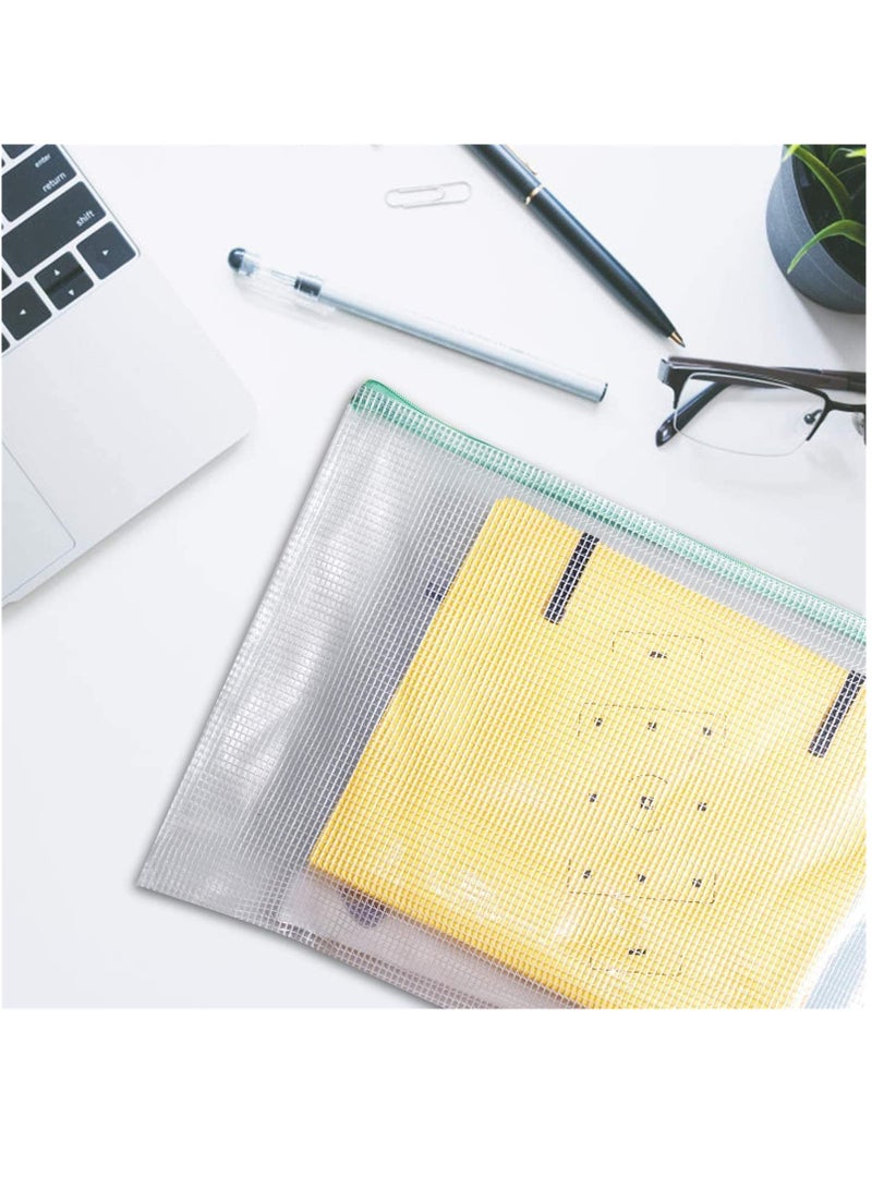 Mesh Zipper Pen A3 Size 10Pcs for Office Supplies Waterproof Tear-Resistant Plastic File Colorful Document Bag Zip File Folders Pockets Travel Bags Zipper Pouches - Image 4