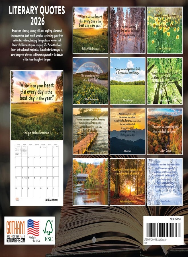 Poster Foundry Literary Quotes Calendar 2026 Famous Writers Monthly Wall Calender 12 Month | American Made In The USA - Image 2