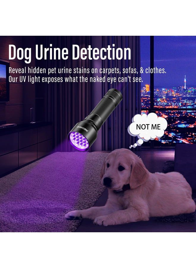 Rechoo UV Flashlight Black Light, 21 LED 395nm Ultraviolet Rechargeable Flashlights UV Light, Waterproof Portable BlackLight Flashlights for Pet Urine Detection, Dry Stains, Bed Bug, Fluorescent Agent - Image 3