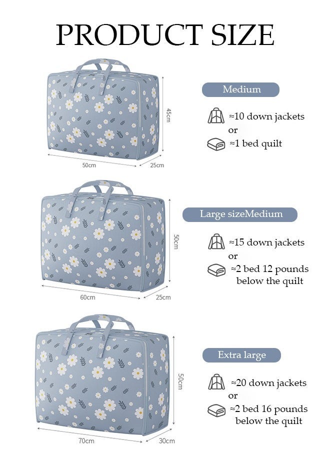 Generic 3 Pack Large Clothes Storage Bags, Moving Bags, Foldable Storage Bags for Organizing Bedroom, Closet, Clothing, Comforter, Sweater, Organization and Storage with Zip and Handle  - Image 4