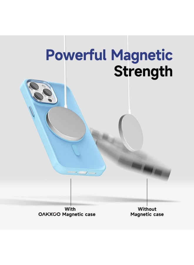 أكاليكس جراب مغناطيسي لهاتف آيفون 14 برو ماكس متوافق مع تقنية ماج سيف، غطاء خلفي شفاف غير لامع، نحيف ومقاوم للصدمات | أزرق سماوي - Image 4