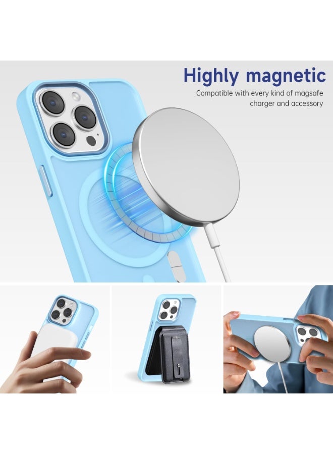 أكاليكس جراب مغناطيسي لهاتف آيفون 14 برو ماكس متوافق مع تقنية ماج سيف، غطاء خلفي شفاف غير لامع، نحيف ومقاوم للصدمات | أزرق سماوي - Image 5