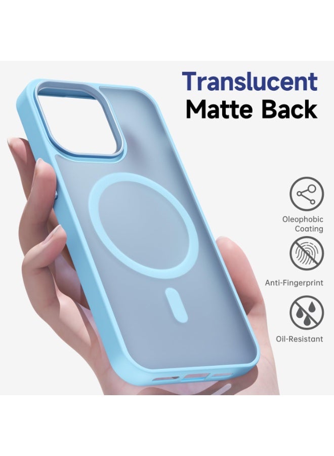 أكاليكس جراب مغناطيسي لهاتف آيفون 14 برو ماكس متوافق مع تقنية ماج سيف، غطاء خلفي شفاف غير لامع، نحيف ومقاوم للصدمات | أزرق سماوي - Image 2