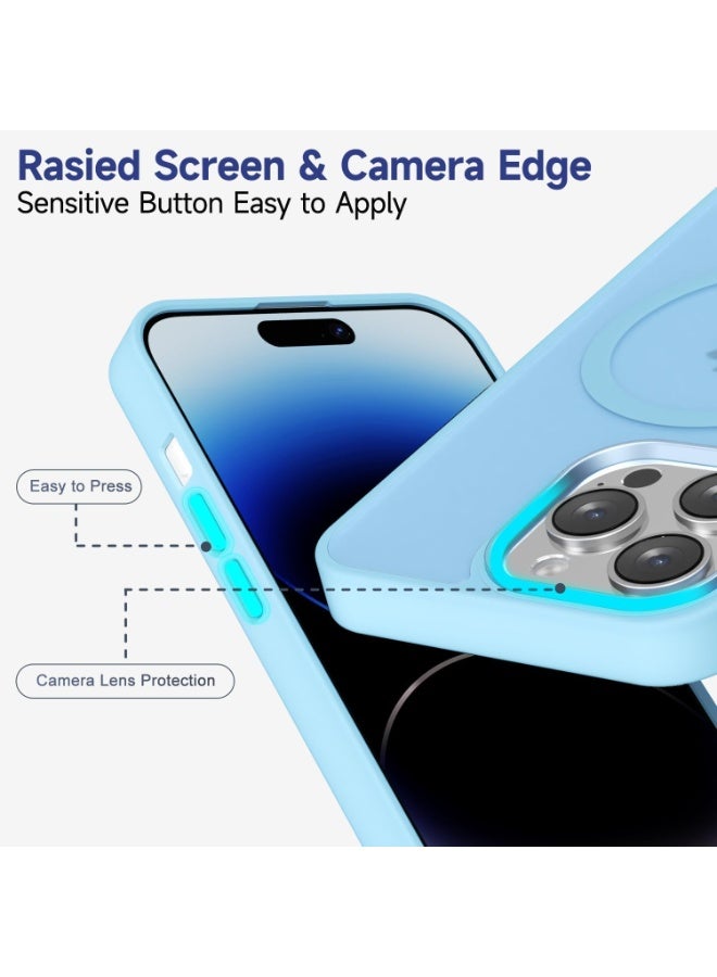 أكاليكس جراب مغناطيسي لهاتف آيفون 14 برو ماكس متوافق مع تقنية ماج سيف، غطاء خلفي شفاف غير لامع، نحيف ومقاوم للصدمات | أزرق سماوي - Image 3