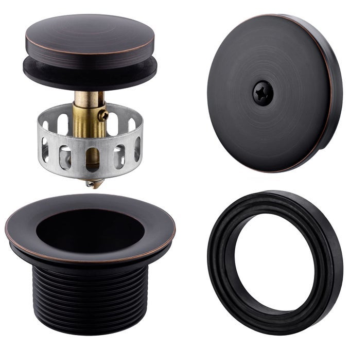 BRASS TIPTOE TUB DRAIN KIT WITH BASKET STRAINER AND SINGLE HOLE OVERFLOW FACEPLATE OIL RUBBED BRONZE