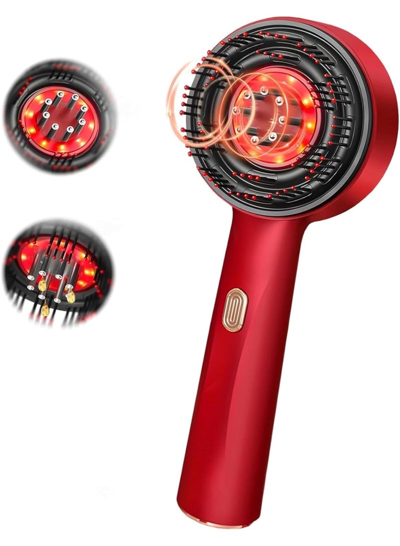 ELTRAZONE 2-in-1 Electric Hair & Scalp Massager Comb | Multi-Function Hair Oil Diffuser Brush with 3 Massage Modes | Relaxing Head Massager & Hair Care Comb – Red - Image 2