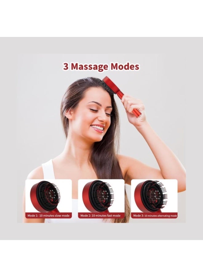 ELTRAZONE 2-in-1 Electric Hair & Scalp Massager Comb | Multi-Function Hair Oil Diffuser Brush with 3 Massage Modes | Relaxing Head Massager & Hair Care Comb – Red - Image 4