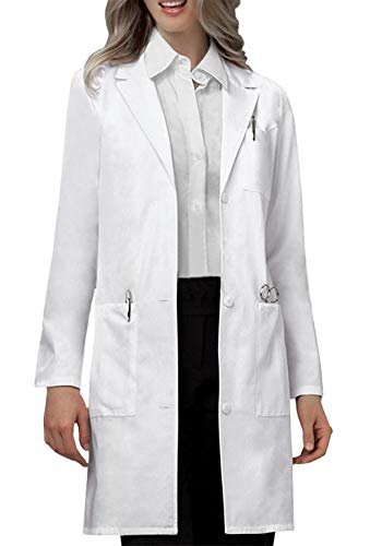 VOGRYE Professional Lab Coat for Women Long Sleeve, White, Unisex XS - Image 2