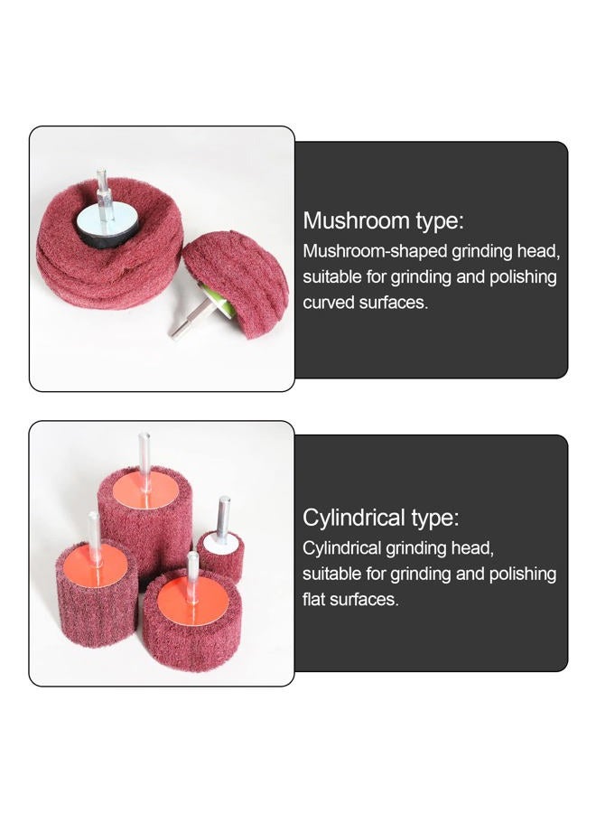 Hiqalty 6PCS Non Woven Abrasive Buffing Polishing Wheel Drill Attachment Set,Scouring Pads Power Scrubber Cleaning Kit (red) - Image 4