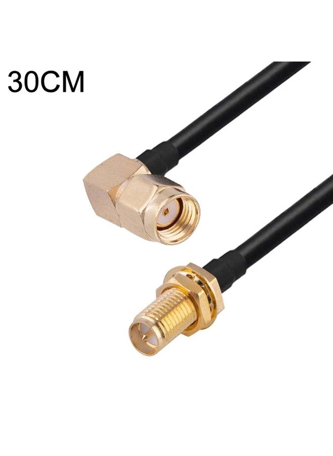 BURAQ RP-SMA Male Elbow to RP-SMA Female RG174 RF Coaxial Adapter Cable, Length: 30cm  - Image 1