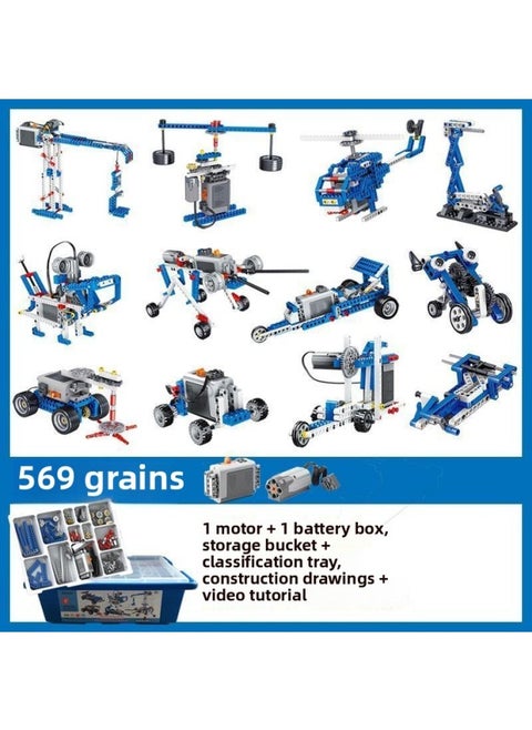 Children's Programmable Robot Compatible With Lego Building Blocks 9686 Teaching Aids Mechanical Group Electric Science And Education Educational Toys-Color:Same Style [569 Particles] With Storage Bucket +1 Set Of Power Group