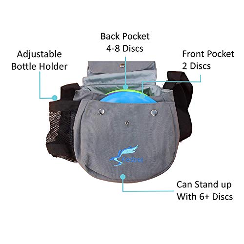 Kestrel Disc Golf Bag - Fits 6-10 Golf Discs + Bottle - For Beginner & Advanced Golfers - Extremely Durable Canvas - Frisbee Golf Bag - Small Sling/Shoulder Disc Golf Bag For Men & Women (Gray) - Image 2