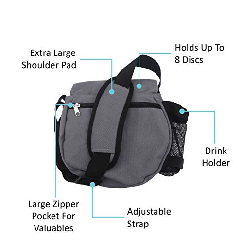 Kestrel Disc Golf Bag - Fits 6-10 Golf Discs + Bottle - For Beginner & Advanced Golfers - Extremely Durable Canvas - Frisbee Golf Bag - Small Sling/Shoulder Disc Golf Bag For Men & Women (Gray) - Image 3