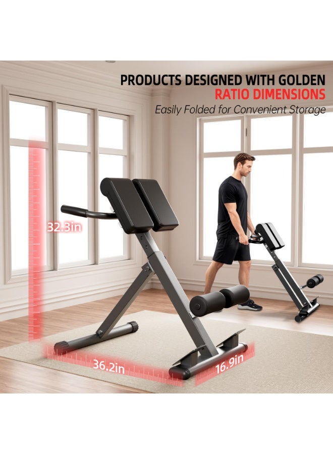 WALALLA Roman Chair Hyperextension Bench Adjustable Back Extension Machine for Glutes, Hamstrings & Lower Back Foldable Multi-Purpose Workout Equipment for Home Gym - Image 4