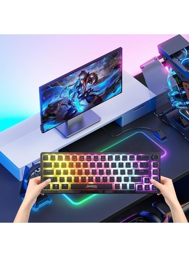 JeDEL KL150 Gaming Mechanical Keyboard – Crystal Switches Linear – HotSwappble Switches - Rainbow LED Lighting – Detchable USB C Cable – Volume Knob - Image 2