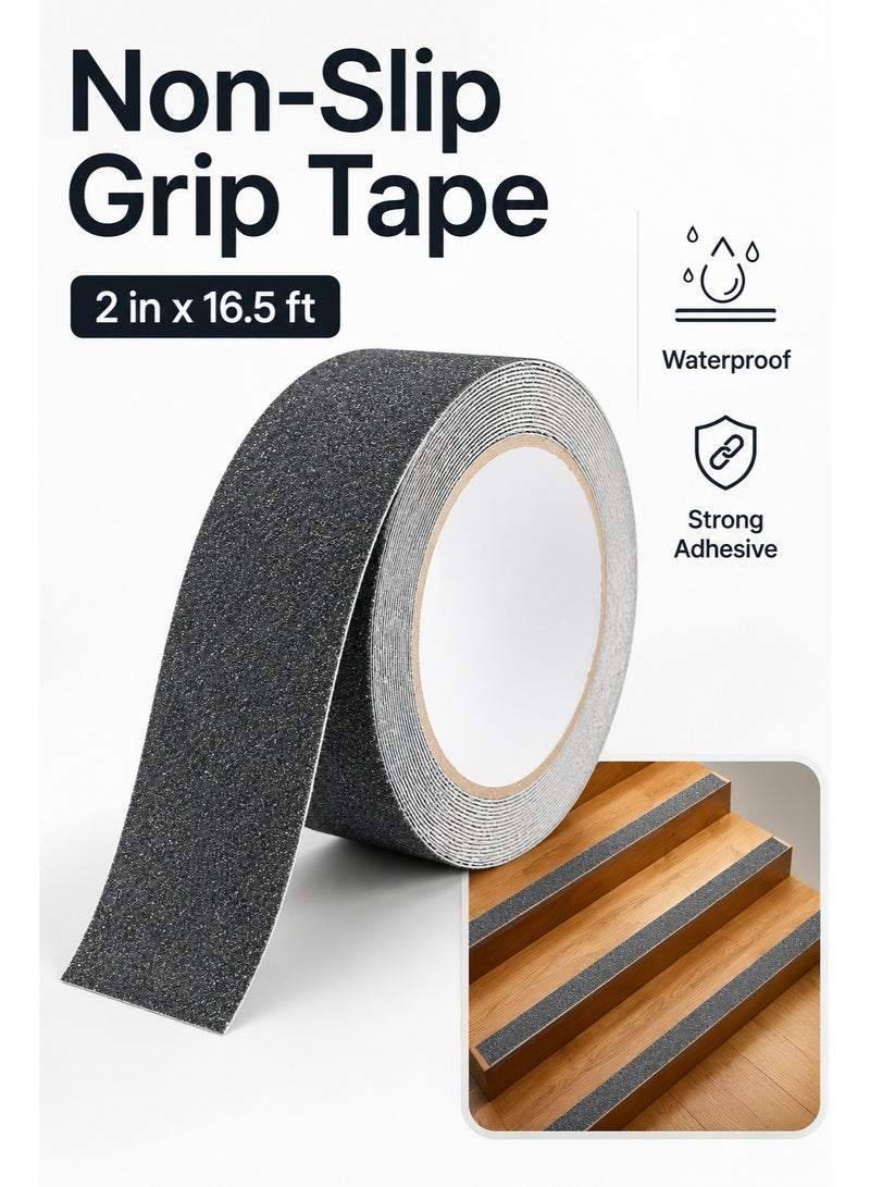 Non-Slip Grip Tape Roll, 2 Inch x 16.5 Ft Waterproof Anti-Slip Tape for Stairs, Steps, Ladders and Floors, Grey - Image 1