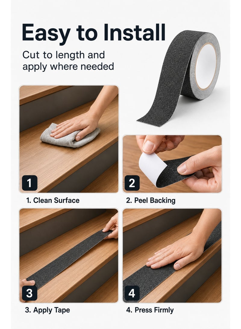 Non-Slip Grip Tape Roll, 2 Inch x 16.5 Ft Waterproof Anti-Slip Tape for Stairs, Steps, Ladders and Floors, Grey - Image 5