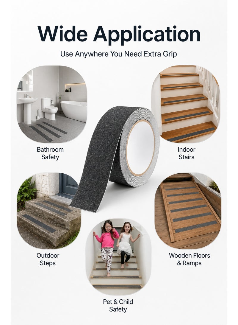 Non-Slip Grip Tape Roll, 2 Inch x 16.5 Ft Waterproof Anti-Slip Tape for Stairs, Steps, Ladders and Floors, Grey - Image 4