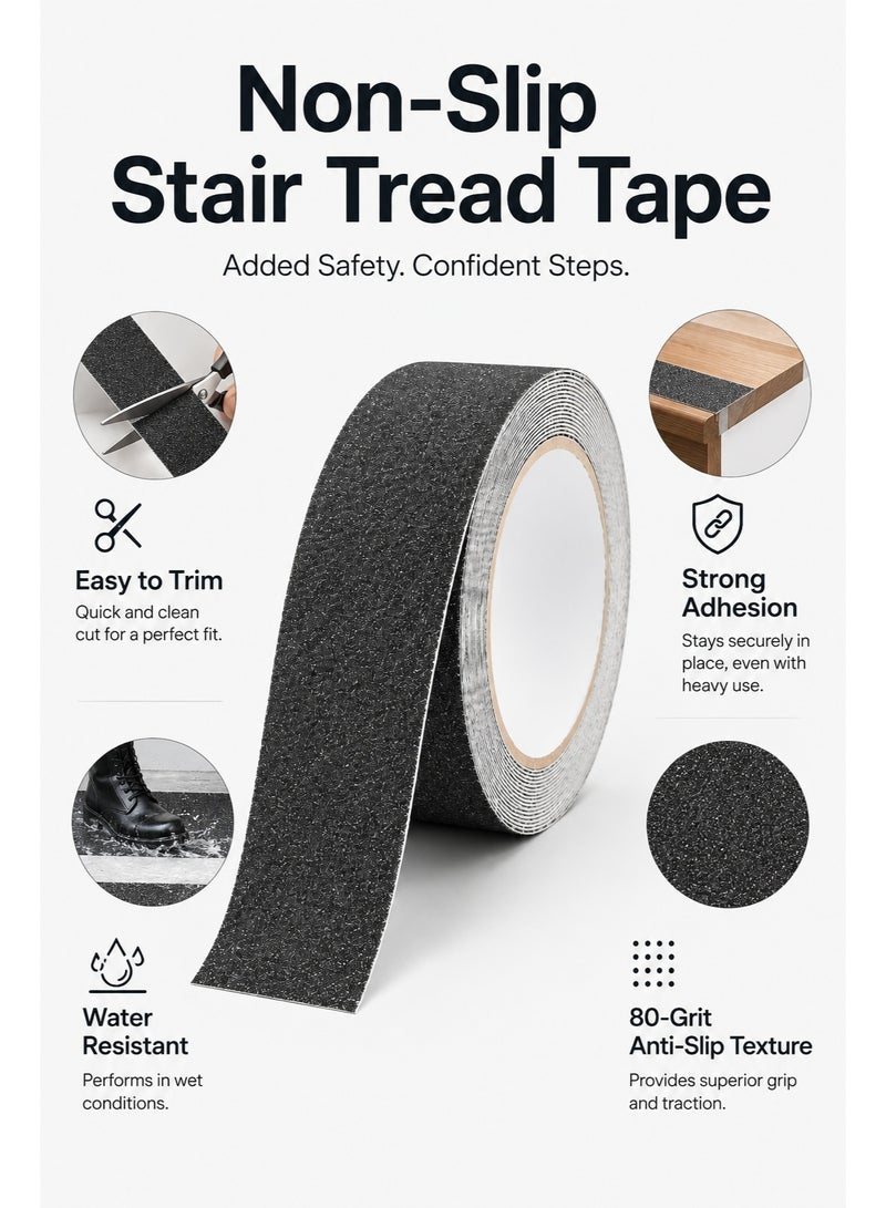 Non-Slip Grip Tape Roll, 2 Inch x 16.5 Ft Waterproof Anti-Slip Tape for Stairs, Steps, Ladders and Floors, Grey - Image 2