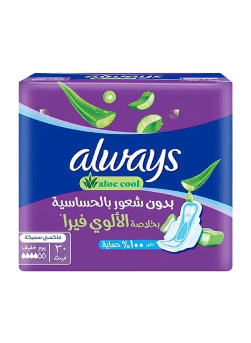 Always Aloe cool zero irritation feel with Aloe Vera Maxi Thick 30 Pcs - Image 2