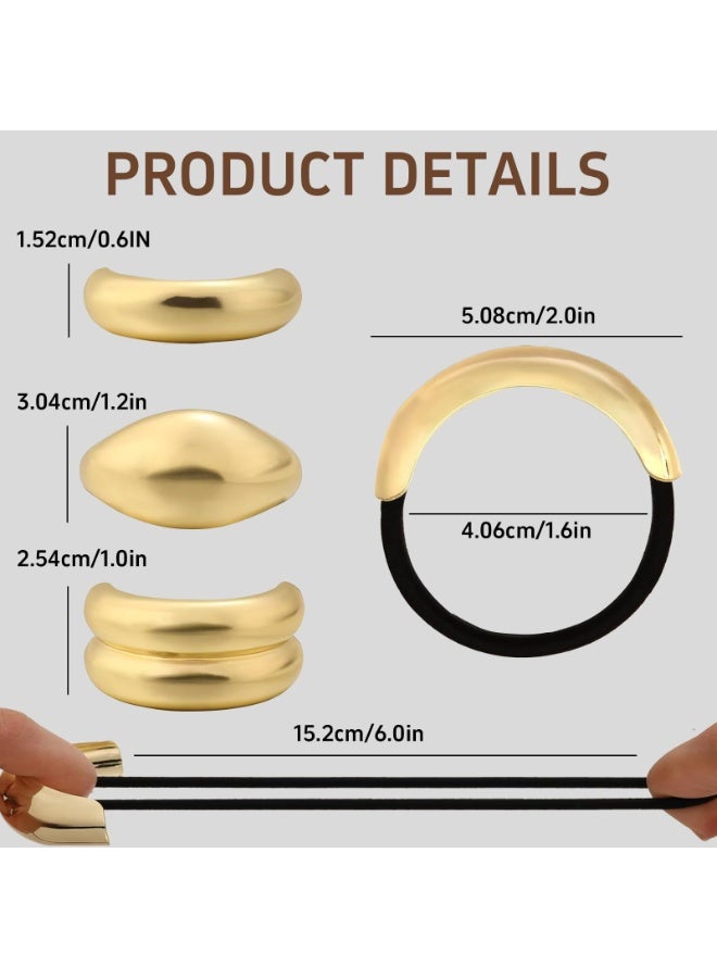 3 PCS Metal Hair Tie, Ponytail Hair Cuff, Gold Hair Cuff, Gold Ponytail Cuff Gold Metal Hair Ties Hair Elastic Hair Ties for Women Gold Hair Accessories (Gold Set) - Image 2