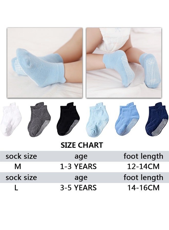 GUSGU 6 Pairs Non Slip Toddler Socks Cotton Infant Baby Kids Grip Socks for Boy Girls Anti Skid Ankle Socks - Image 3