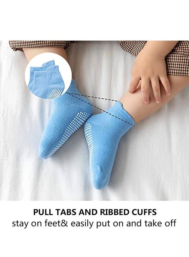 GUSGU 6 Pairs Non Slip Toddler Socks Cotton Infant Baby Kids Grip Socks for Boy Girls Anti Skid Ankle Socks - Image 4