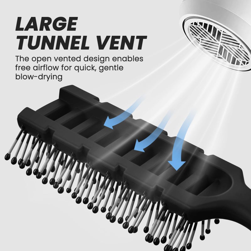 Balon Hair Brush for Women & Men, Speed Dry Vent Hair Brushes, Pain-Free Detangling Brush for All Wet or Dry, Curly Hair Brush(Black) - Image 2