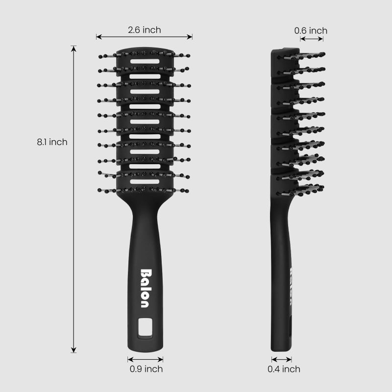 Balon Hair Brush for Women & Men, Speed Dry Vent Hair Brushes, Pain-Free Detangling Brush for All Wet or Dry, Curly Hair Brush(Black) - Image 4