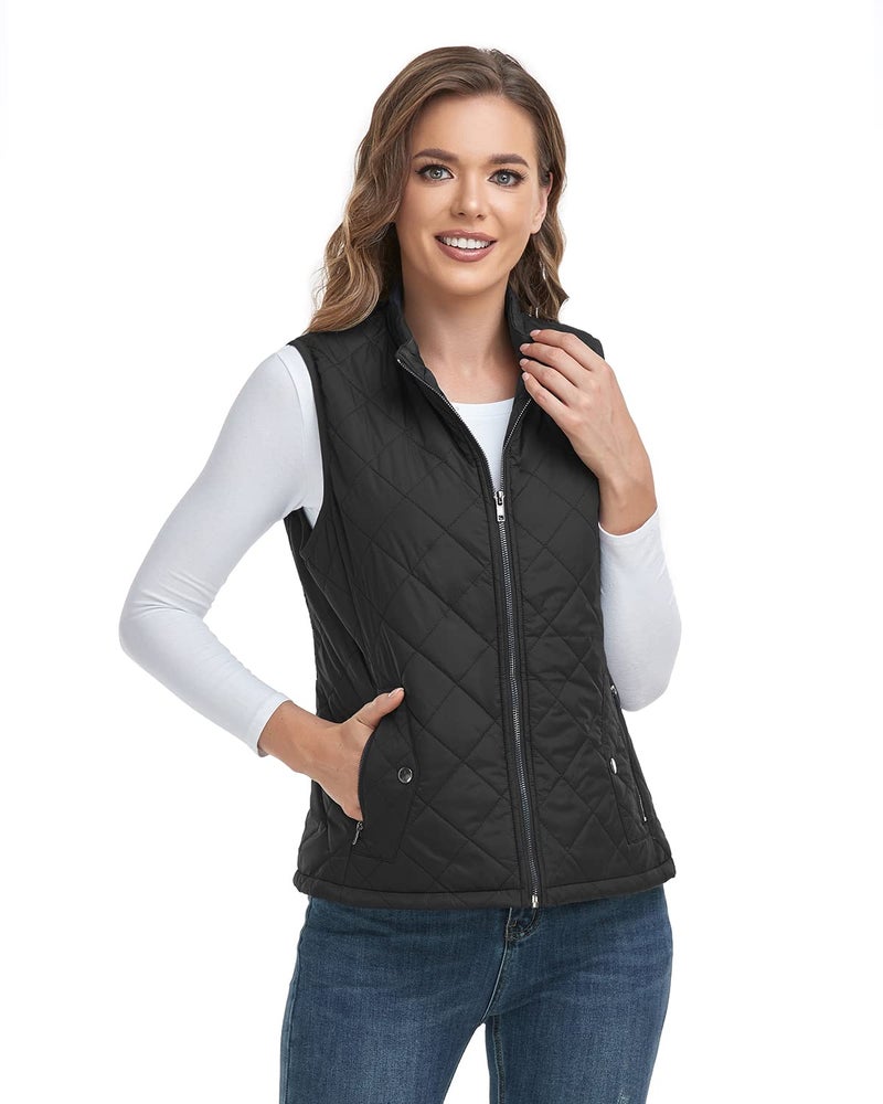 LONGKING 2025 Upgraded, Women's Outwear Vest With One Inner Pocket - Stand Collar Lightweight Zip Quilted Vest for Women - Image 5