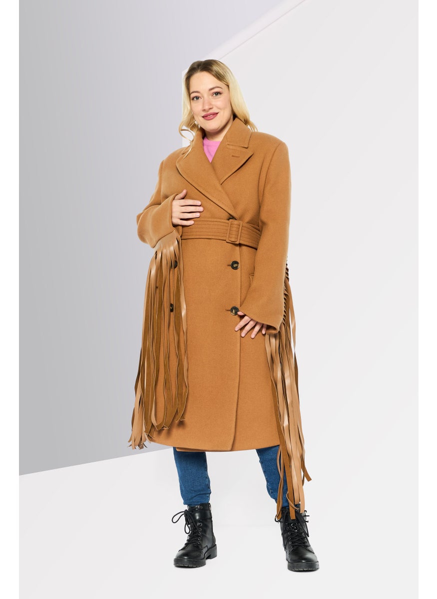 STELLA MCCARTNEY - Women Textured Belted Trench Coat Jacket, Brown - Image 1