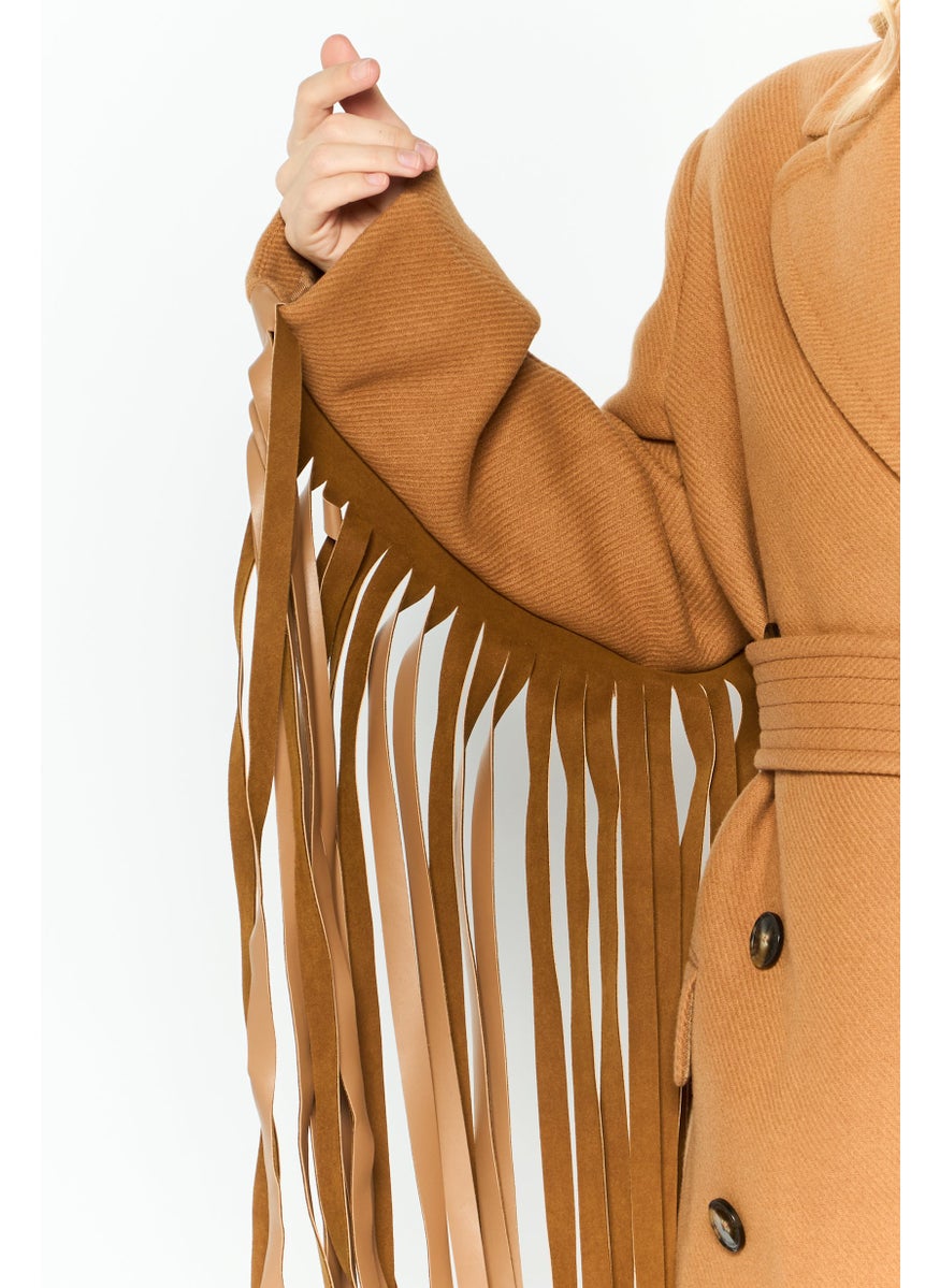 STELLA MCCARTNEY - Women Textured Belted Trench Coat Jacket, Brown - Image 1