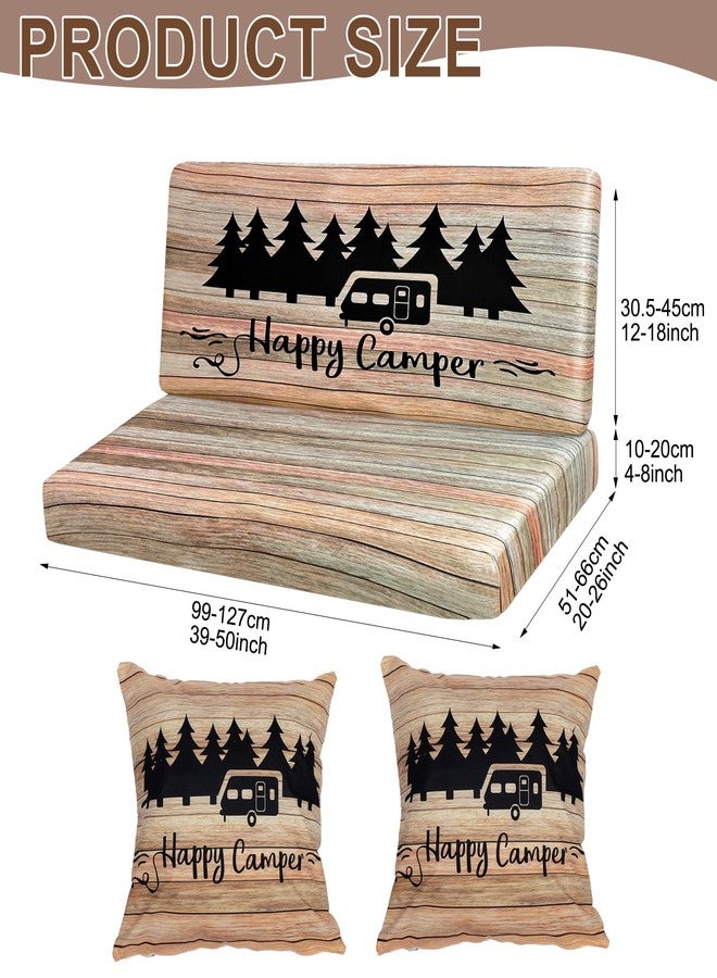 BBSET Rv Dinette Cushion Covers Stretch Washable Rv Cushion Slipcove Replacement for Camper Car Bench, 2 Pillowcase, 2 Backrest and 2 Bench Covers (Brown Wooden) - Image 2