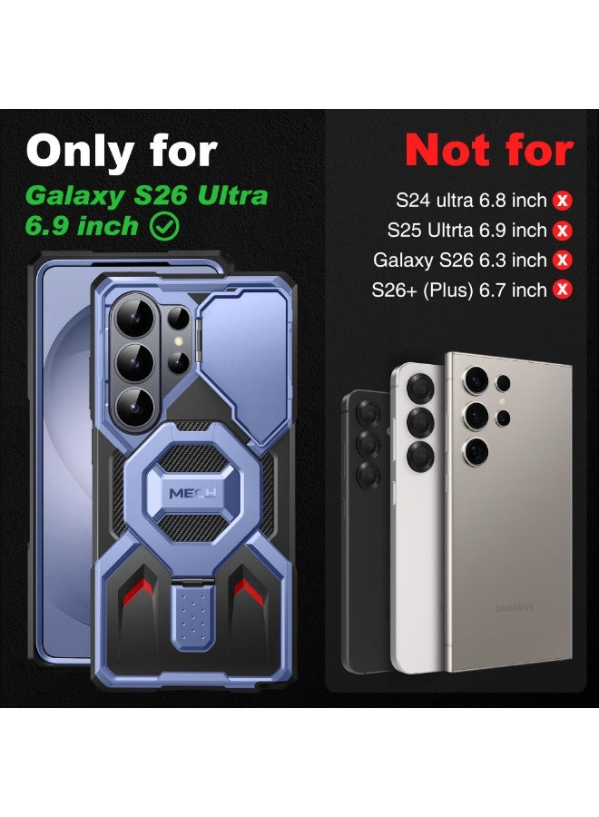 تونجيت حامل مغناطيسي لجراب سامسونج جالاكسي **S26 Ultra**، متوافق مع MagSafe، [غطاء كاميرا و2 إطار أمامي] [حماية من السقوط بمعيار عسكري] جراب S26 Ultra مع واقي شاشة مدمج ومشبك حزام، أزرق. - Image 2