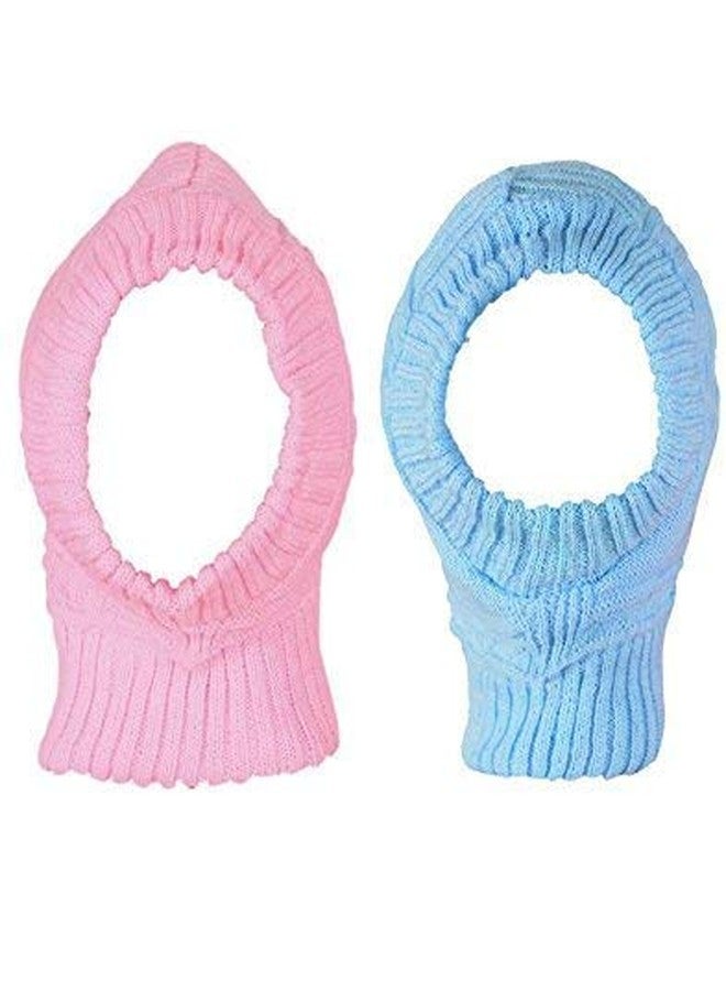 Zeki Woolen Monkey Cap for Baby Boy's & Girl's (Pink & Blue,6 Months - 3 Years)-(Pack of 02) - Image 1
