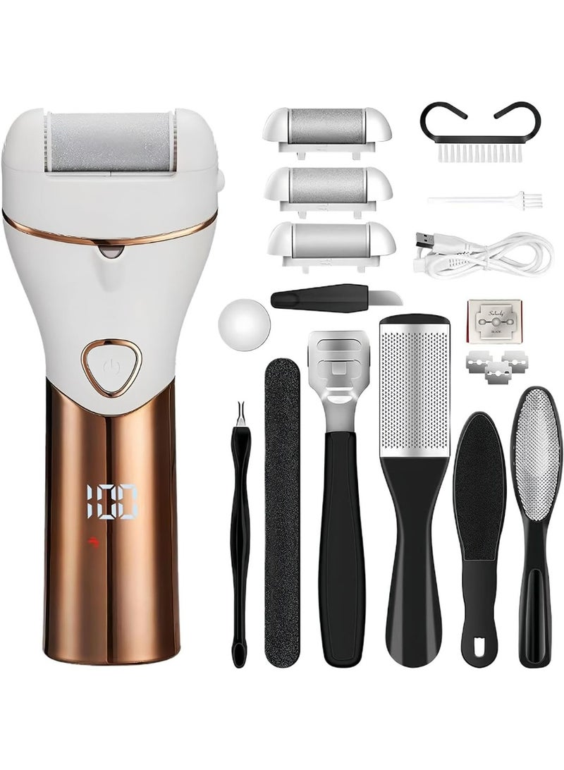 ElectricCallus Remover for Feet, 16-in-1 Professional Pedicure Tools Foot Care Kit, Foot Scrubber Electric Feet File Pedi for Hard Cracked Dry Dead Skin, 3 Rollers, 2 Speed, Battery Display - Image 1