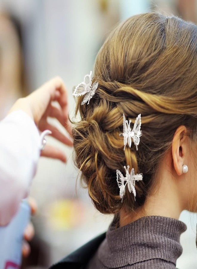 NEOBABY Hairstyle Decoration shaking Butterfly Hair Bride Clips | Hair Style Bridal Brooch & Braid for Juda Bun | Butterfly Hair Pins for Women's & Girls - Pack of 6 (Silver) - Image 5