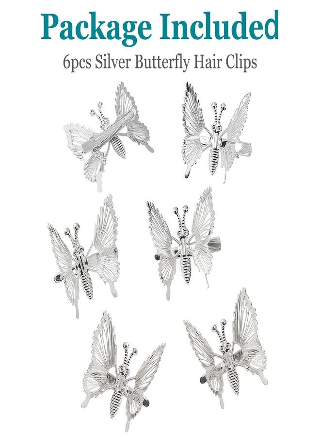 NEOBABY Hairstyle Decoration shaking Butterfly Hair Bride Clips | Hair Style Bridal Brooch & Braid for Juda Bun | Butterfly Hair Pins for Women's & Girls - Pack of 6 (Silver) - Image 4