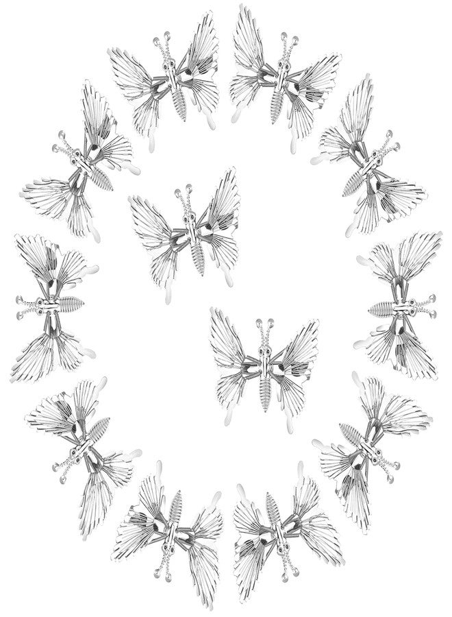 NEOBABY Hairstyle Decoration shaking Butterfly Hair Bride Clips | Hair Style Bridal Brooch & Braid for Juda Bun | Butterfly Hair Pins for Women's & Girls - Pack of 6 (Silver) - Image 2