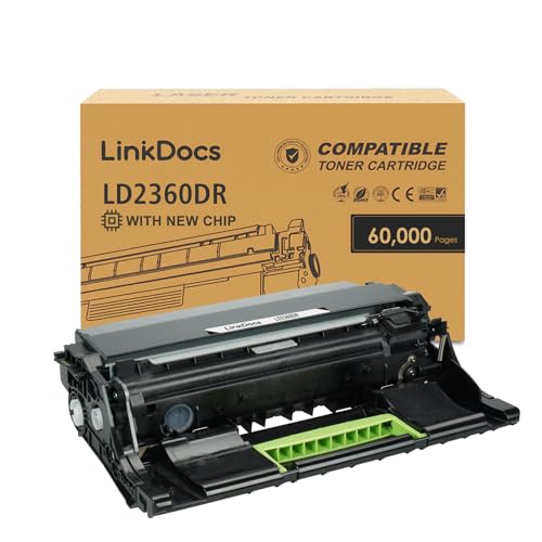 LinkDocs B2360 331-9811 331-9810 KVK63 High Yield Remanufactured Imaging Drum Unit for Dell B2360d B2360dn B3460dn B3465dnf S2830dn Laser Printer 60000 Pages 1Pack - Image 1