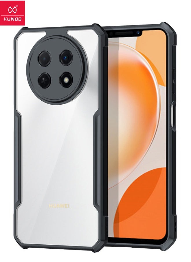 XUNDD - HUAWEI Nova Y91 4G Case, Transparent Acrylic Back Panel + Black TPU Soft Frame Cover, Military Grade Anti-Drop Shockproof Case for Nova Y91, Super Anti-Fall Back Cover for HUAWEI Nova Y91,Clear/Black - Image 1