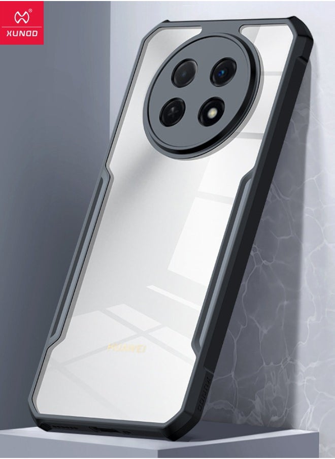 XUNDD - HUAWEI Nova Y91 4G Case, Transparent Acrylic Back Panel + Black TPU Soft Frame Cover, Military Grade Anti-Drop Shockproof Case for Nova Y91, Super Anti-Fall Back Cover for HUAWEI Nova Y91,Clear/Black - Image 1